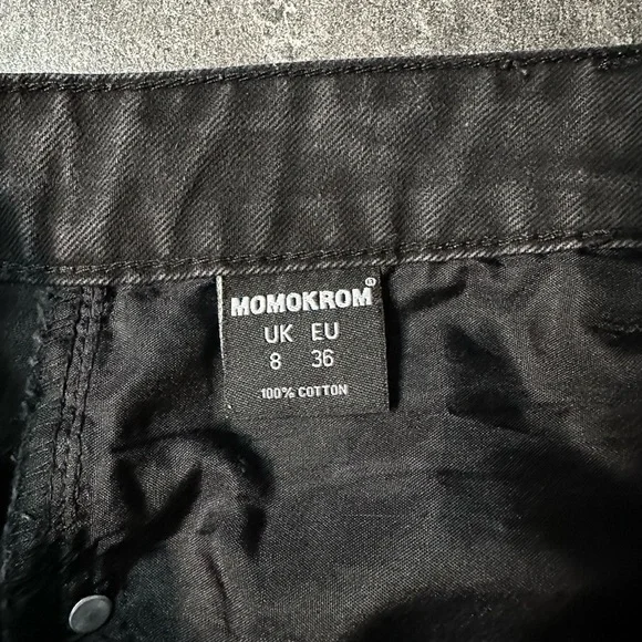 Momokrom Distressed Black High Rise Jean Shorts Size 4 - Picture 4 of 4